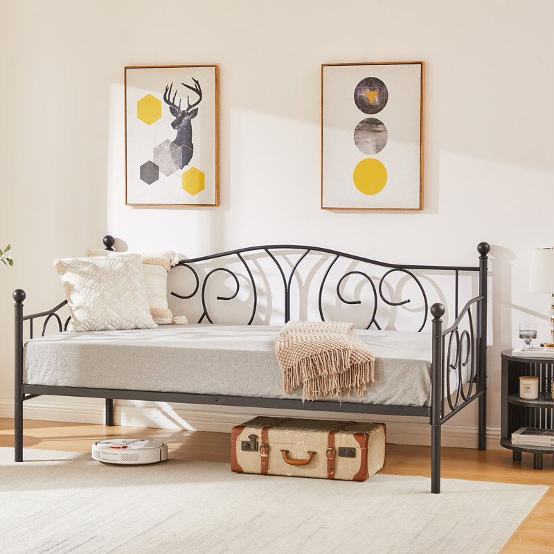 17 Stories Korecky Twin Size Daybed Frame Metal Daybed Frame with Headboard Sofa Bed for Living Room Guest Room Reviews Wayfair